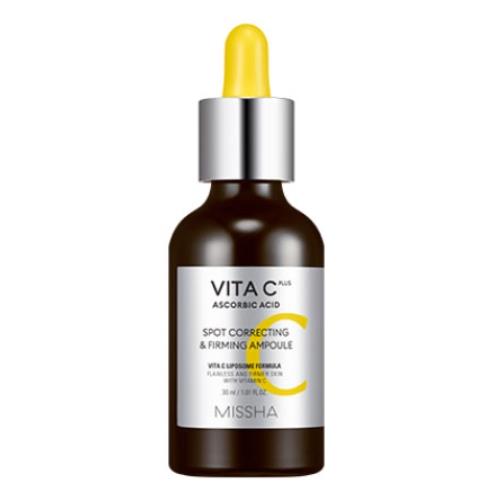 MISSHA Vita C Plus Spot Correcting & Firming Ampoule 30ml – Brightening Korean serum with vitamin C, peptides & tranexamic acid for radiant, firm skin.
