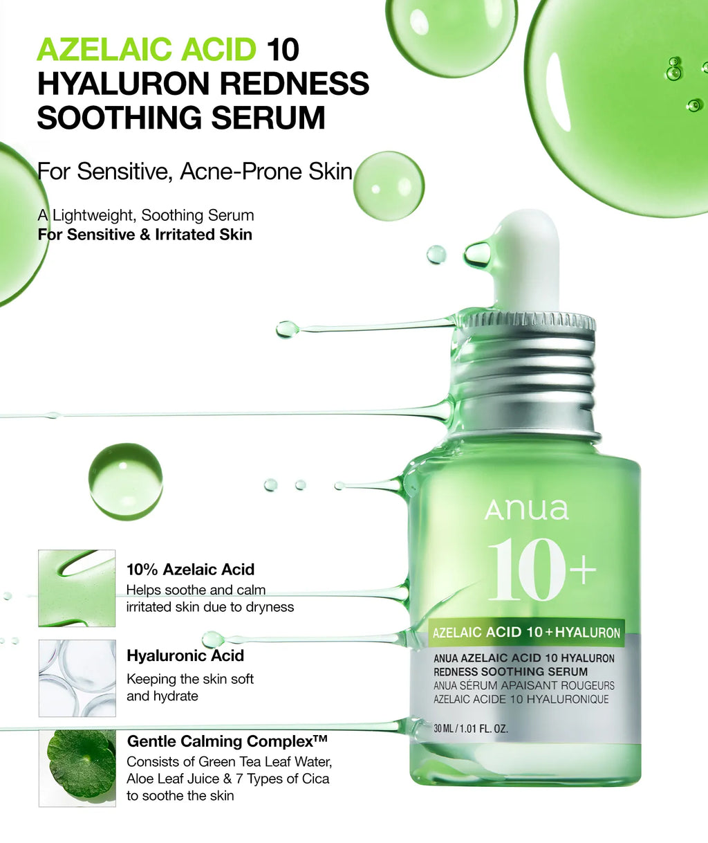 ANUA Azelaic Acid 10 Hyaluron Redness Soothing Serum 30ML