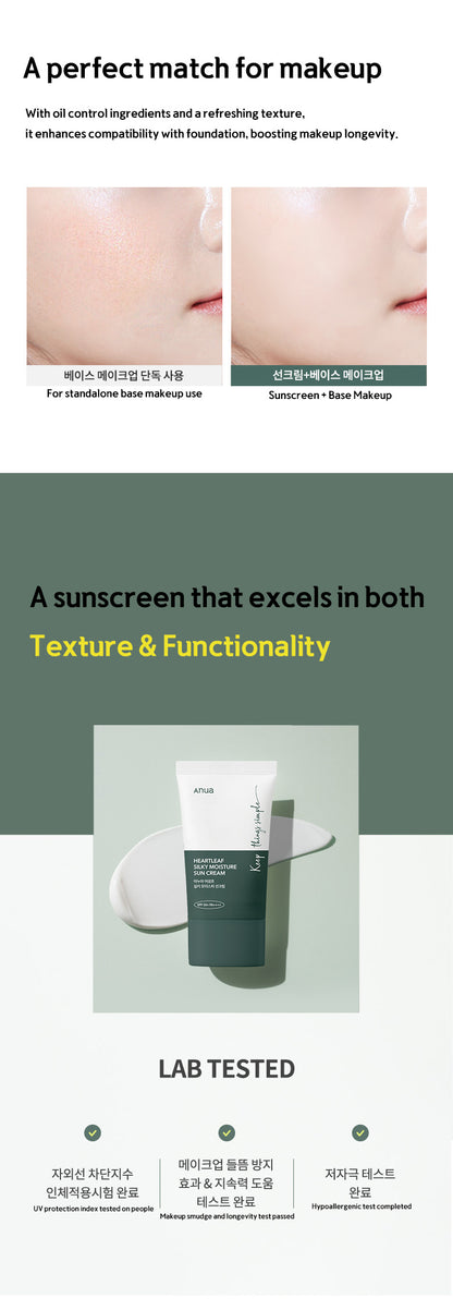 HEARTLEAF SILKY MOISTURE SUNSCREEN 50ml